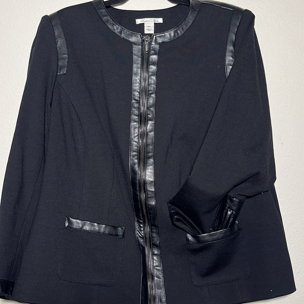 Kenneth Cole faux leather trim jacket